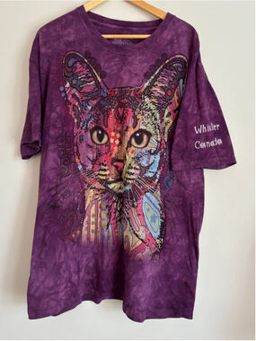 The Mountain Cat Graphic Tie Dye Tee Unisex Shirt XL Whistler BC Kitty Cat Lover